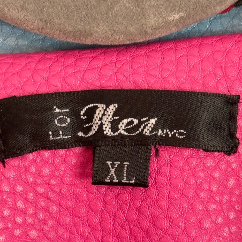 Stylish Vegan Leather Pink and Black Studded Women's Jacket - Picture 8 of 8